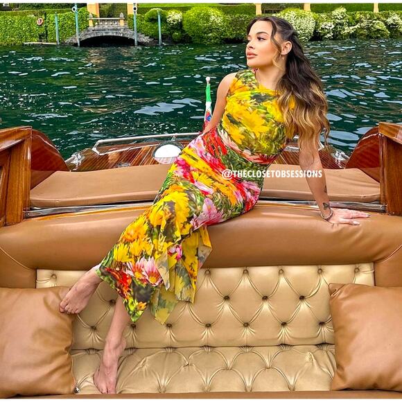 ZARA Draped Multicolor Midi Dress Blogger Fave NWT Size M - Picture 7 of 16